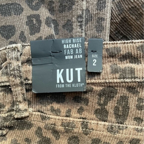 NWT Kut From The Kloth Rachael Mom Jeans Coffee Animal Print Corduroy Size 2 NEW - Picture 11 of 15